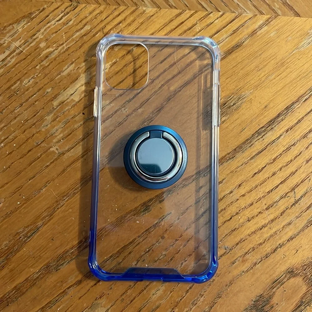 New iPhone 11 clear blue/white phone case with phone ring